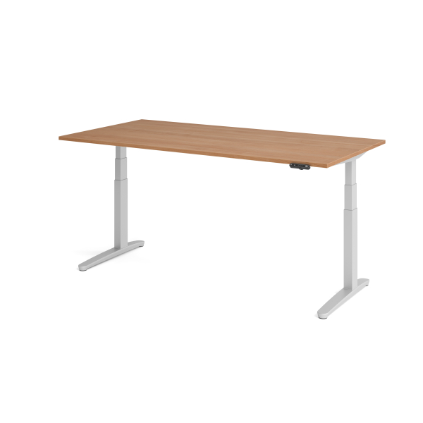 4032062171301 - Schreibtisch TOPAS LINE elektrisch höhenverstellbar C-Fuß B 2000 x T 1000 x H 650-1300 mm Nussbaum weißaluminium + Memoryschalter Kabelkanal