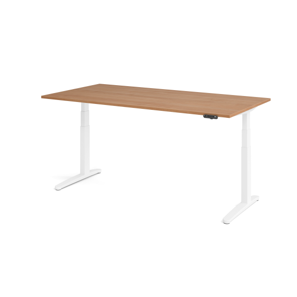 4032062171325 - Sitz-Steh-Schreibtisch VXBHM elektrisch höhenverstellbar 129cm (H) 200x100cm (BxT) Nussbaum   weiß 4032062171325 Hammerbache