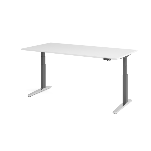 4032062171332 - Schreibtisch TOPAS LINE elektrisch höhenverstellbar C-Fuß B 2000 x T 1000 x H 650-1300 mm weiß graphit + Memoryschalter Kabelkanal