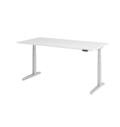 Sitz-Steh-Schreibtisch VXBHM, elektrisch h&ouml;henverstellbar, 129cm (H), 200x100cm (BxT), wei&szlig; / silber