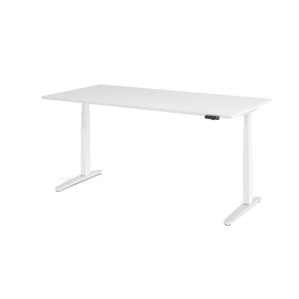 4032062171363 - Schreibtisch TOPAS LINE elektrisch höhenverstellbar C-Fuß B 2000 x T 1000 x H 650-1300 mm weiß weißaluminium + Memoryschalter Kabelkanal