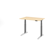 Sitz-Steh-Schreibtisch VXBHM, elektrisch h&ouml;henverstellbar, 129cm (H), 120x80cm (BxT), ahorn / graphit