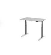 Sitz-Steh-Schreibtisch VXBHM, elektrisch h&ouml;henverstellbar, 129cm (H), 120x80cm (BxT), grau / graphit