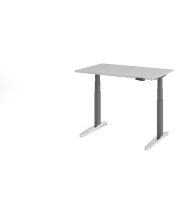 Sitz-Steh-Schreibtisch VXBHM, elektrisch h&ouml;henverstellbar, 129cm (H), 120x80cm (BxT), grau / graphit