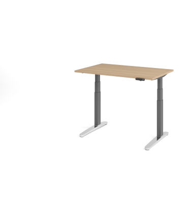 Sitz-Steh-Schreibtisch VXBHM, elektrisch h&ouml;henverstellbar, 129cm (H), 120x80cm (BxT), eiche / graphit