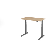 Sitz-Steh-Schreibtisch VXBHM, elektrisch h&ouml;henverstellbar, 129cm (H), 120x80cm (BxT), eiche / graphit
