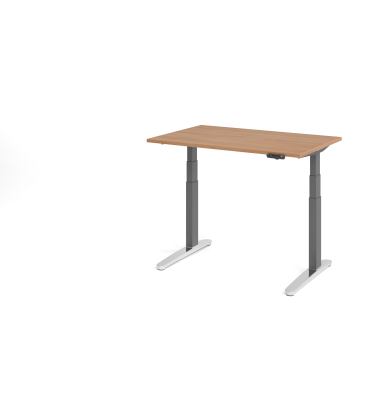 Sitz-Steh-Schreibtisch VXBHM, elektrisch h&ouml;henverstellbar, 129cm (H), 120x80cm (BxT), nussbaum / graphit