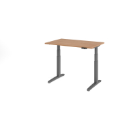 Sitz-Steh-Schreibtisch VXBHM, elektrisch h&ouml;henverstellbar, 129cm (H), 120x80cm (BxT), nussbaum / graphit