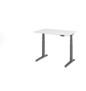 Sitz-Steh-Schreibtisch VXBHM, elektrisch h&ouml;henverstellbar, 129cm (H), 120x80cm (BxT), wei&szlig; / graphit