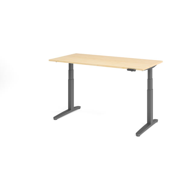 4032062171646 - HAMMERBACHER XBHM16 elektrisch höhenverstellbarer Schreibtisch ahorn rechteckig C-Fuß-Gestell grau 1600 x 800 cm