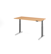 Sitz-Steh-Schreibtisch VXBHM, elektrisch h&ouml;henverstellbar, 129cm (H), 160x80cm (BxT), buche / graphit
