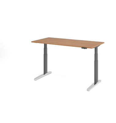 Sitz-Steh-Schreibtisch VXBHM, elektrisch h&ouml;henverstellbar, 129cm (H), 160x80cm (BxT), nussbaum / graphit