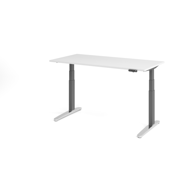 4032062171745 - Schreibtisch TOPAS LINE elektrisch höhenverstellbar C-Fuß B 1600 x T 800 x H 650-1300 mm weiß graphit + Memoryschalter Kabelkanal