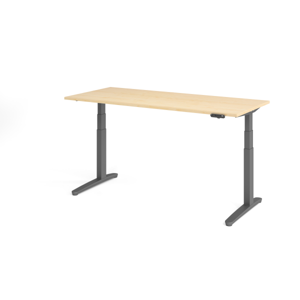 4032062171790 - HAMMERBACHER XBHM19 elektrisch höhenverstellbarer Schreibtisch ahorn rechteckig C-Fuß-Gestell grau 1800 x 800 cm