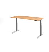 Sitz-Steh-Schreibtisch VXBHM, elektrisch h&ouml;henverstellbar, 129cm (H), 180x80cm (BxT), buche / graphit