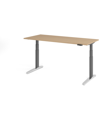Sitz-Steh-Schreibtisch VXBHM, elektrisch h&ouml;henverstellbar, 129cm (H), 180x80cm (BxT), eiche / graphit