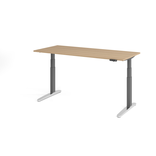 4032062171844 - Schreibtisch TOPAS LINE elektrisch höhenverstellbar C-Fuß B 1800 x T 800 x H 650-1300 mm Eiche graphit + Memoryschalter Kabelkanal