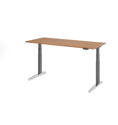 Sitz-Steh-Schreibtisch VXBHM, elektrisch h&ouml;henverstellbar, 129cm (H), 180x80cm (BxT), nussbaum / graphit