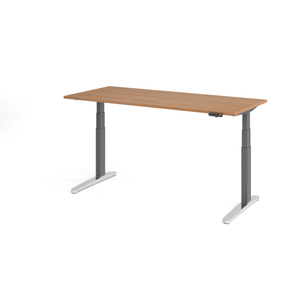 4032062171868 - Sitz-Steh-Schreibtisch VXBHM elektrisch höhenverstellbar 129cm (H) 180x80cm (BxT) Nussbaum   graphit 4032062171868 Hammerbac