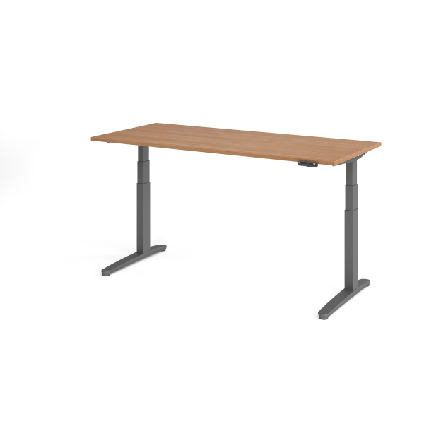 4032062171875 - HAMMERBACHER XBHM19 elektrisch höhenverstellbarer Schreibtisch nussbaum rechteckig C-Fuß-Gestell grau 1800 x 800 cm