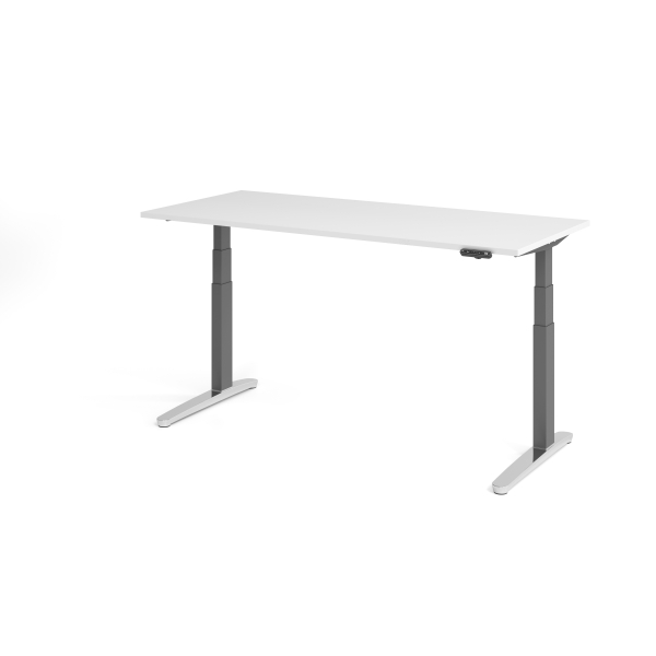 4032062171882 - Schreibtisch TOPAS LINE elektrisch höhenverstellbar C-Fuß B 1800 x T 800 x H 650-1300 mm weiß graphit + Memoryschalter Kabelkanal
