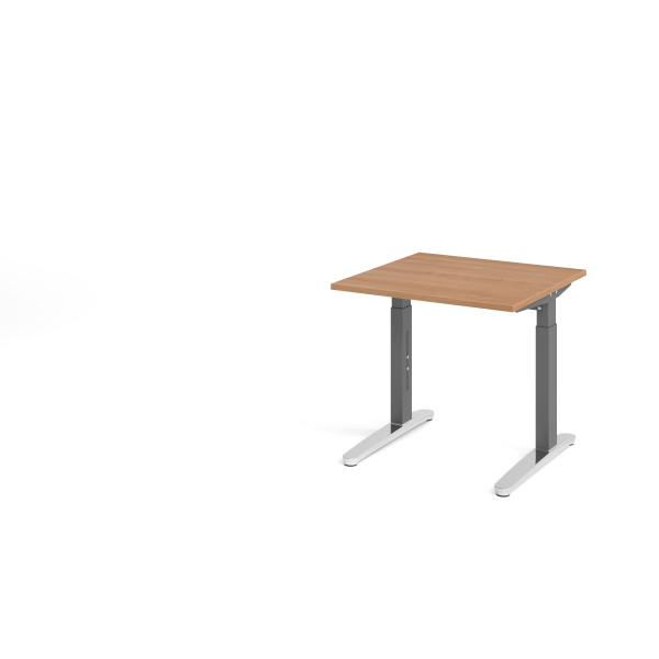 4032062172032 - Schreibtisch VXB manuell höhenverstellbar 85cm (H) 80x80cm (BxT) Nussbaum   graphit 4032062172032 Hammerbacher