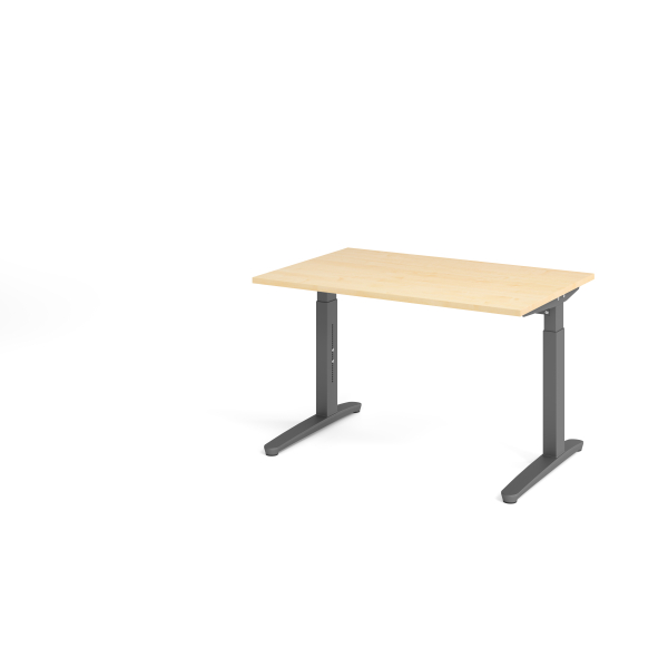 4032062172278 - eurokraft pro ANNY - Schreibtisch mit C-Fußgestell höhenverstellbar 650 - 850 mm Breite 1200 mm Ahorn-Dekor   graphit