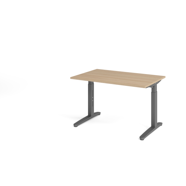 4032062172339 - eurokraft pro ANNY - Schreibtisch mit C-Fußgestell höhenverstellbar 650 - 850 mm Breite 1200 mm Eiche   graphit