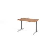 Schreibtisch VXB, manuell h&ouml;henverstellbar, 85cm (H), 120x80cm (BxT), nussbaum / graphit