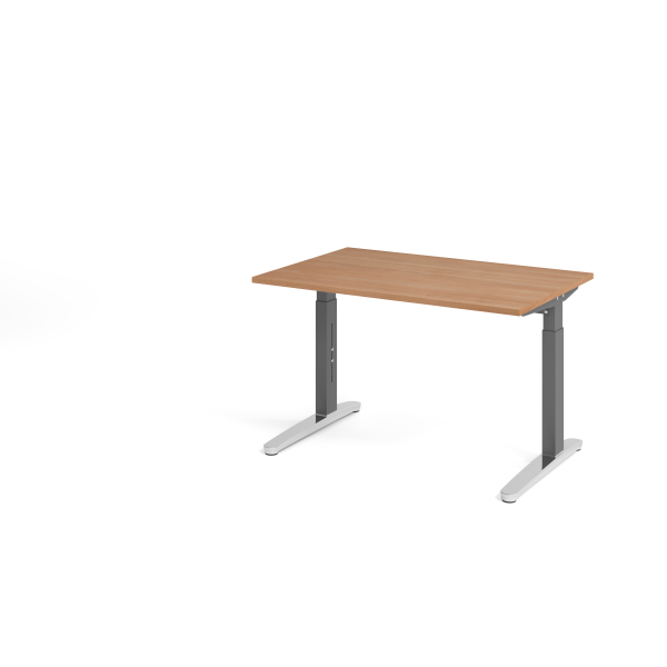 4032062172346 - Schreibtisch VXB manuell höhenverstellbar 85cm (H) 120x80cm (BxT) Nussbaum   graphit 4032062172346 Hammerbacher