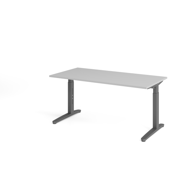 4032062172438 - eurokraft pro ANNY - Schreibtisch mit C-Fußgestell höhenverstellbar 650 - 850 mm Breite 1600 mm lichtgrau   graphit