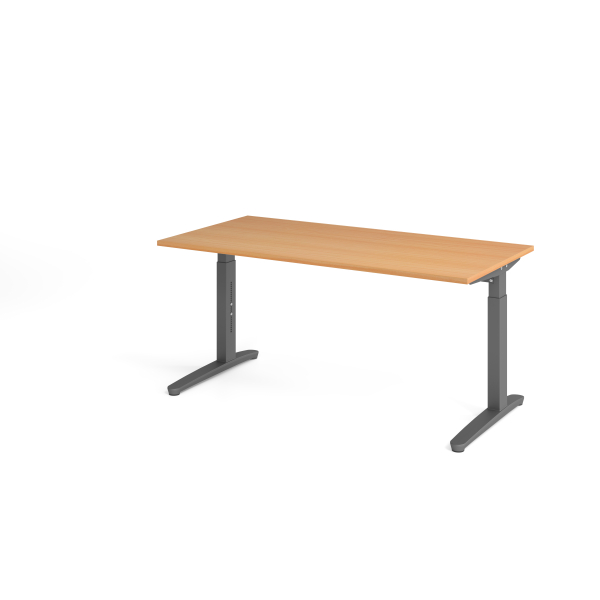 4032062172452 - eurokraft pro ANNY - Schreibtisch mit C-Fußgestell höhenverstellbar 650 - 850 mm Breite 1600 mm Buche   graphit