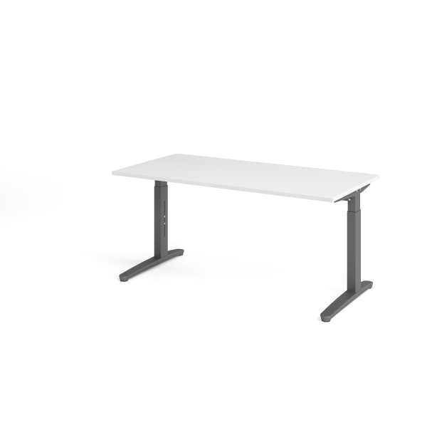 4032062172513 - eurokraft pro ANNY - Schreibtisch mit C-Fußgestell höhenverstellbar 650 - 850 mm Breite 1600 mm weiß   graphit