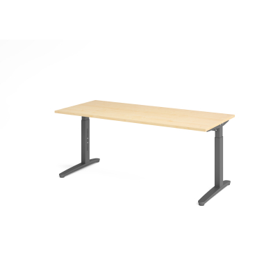 Schreibtisch VXB, manuell h&ouml;henverstellbar, 85cm (H), 180x80cm (BxT), ahorn / graphit