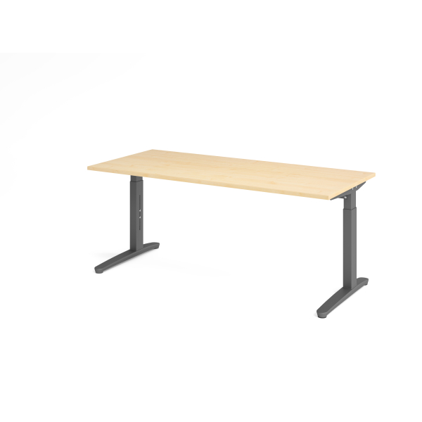 4032062172551 - eurokraft pro ANNY - Schreibtisch mit C-Fußgestell höhenverstellbar 650 - 850 mm Breite 1800 mm Ahorn-Dekor   graphit