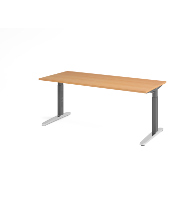Schreibtisch VXB, manuell h&ouml;henverstellbar, 85cm (H), 180x80cm (BxT), buche / graphit