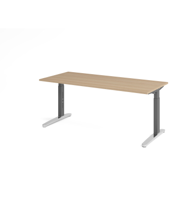 Schreibtisch VXB, manuell h&ouml;henverstellbar, 85cm (H), 180x80cm (BxT), eiche / graphit
