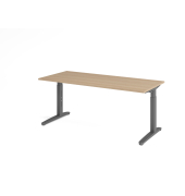 Schreibtisch VXB, manuell h&ouml;henverstellbar, 85cm (H), 180x80cm (BxT), eiche / graphit