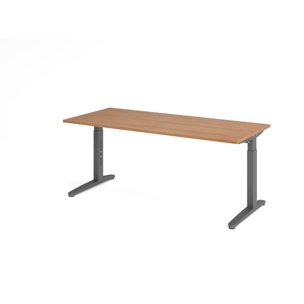 4032062172636 - eurokraft pro ANNY - Schreibtisch mit C-Fußgestell höhenverstellbar 650 - 850 mm Breite 1800 mm Nussbaum-Dekor   graphit