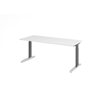Schreibtisch VXB, manuell h&ouml;henverstellbar, 85cm (H), 180x80cm (BxT), wei&szlig; / graphit
