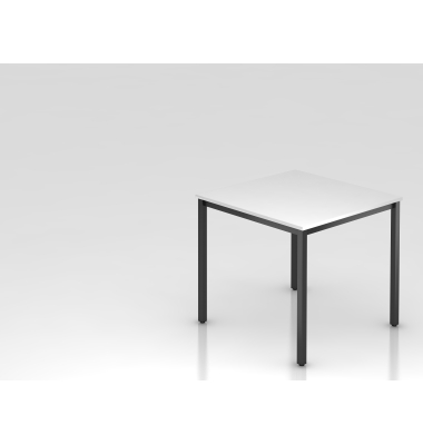 Besprechungstisch D-Serie, 72cm (H), 80x80cm (BxT), 2-4 Personen, quadratisch, wei&szlig; / schwarz