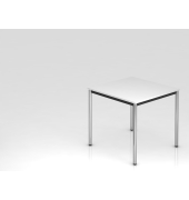 Besprechungstisch D-Serie, 72cm (H), 80x80cm (BxT), 2-4 Personen, rechteckig, wei&szlig; / chrom