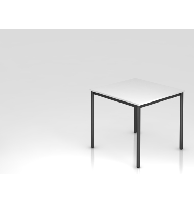 Besprechungstisch D-Serie, 72cm (H), 80x80cm (BxT), 2-4 Personen, rechteckig, wei&szlig; / schwarz