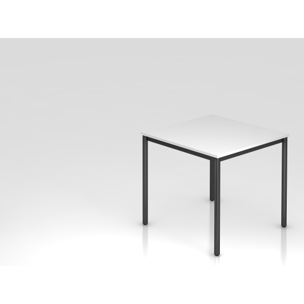 4032062173640 - HAMMERBACHER Konferenztisch VDR08 weiß quadratisch Rundrohr schwarz 800 x 800 x 720 cm