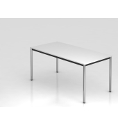 Besprechungstisch D-Serie, 72cm (H), 160x80cm (BxT), 6 Personen, rechteckig, wei&szlig; / chrom