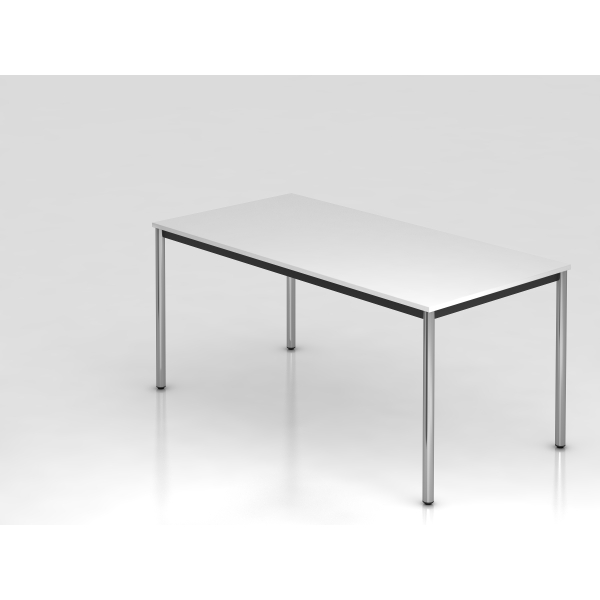 4032062173671 - HAMMERBACHER Konferenztisch VDR16 weiß rechteckig Rundrohr chrom 1600 x 800 x 720 cm