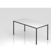 Besprechungstisch D-Serie, 72cm (H), 160x80cm (BxT), 6 Personen, rechteckig, wei&szlig; / schwarz