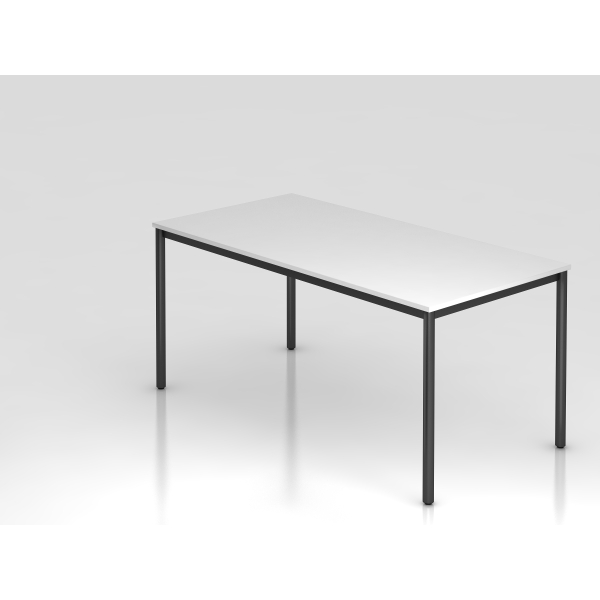 4032062173688 - HAMMERBACHER Konferenztisch VDR16 weiß rechteckig Rundrohr schwarz 1600 x 800 x 720 cm