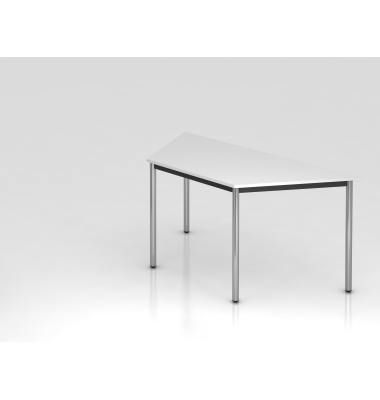 Besprechungstisch D-Serie, 72cm (H), 160x69cm (BxT), Trapezform, wei&szlig; / chrom