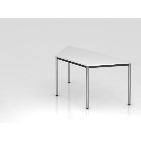 4032062173695 - HAMMERBACHER Konferenztisch weiß chrom Trapezform Rundrohr chrom 1600 x 690 x 720 cm